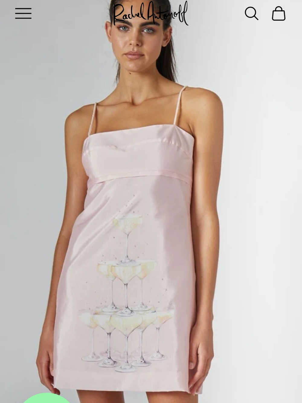 Rachel Antonoff Pale Pink Satin Champagne Tower Slip Dress